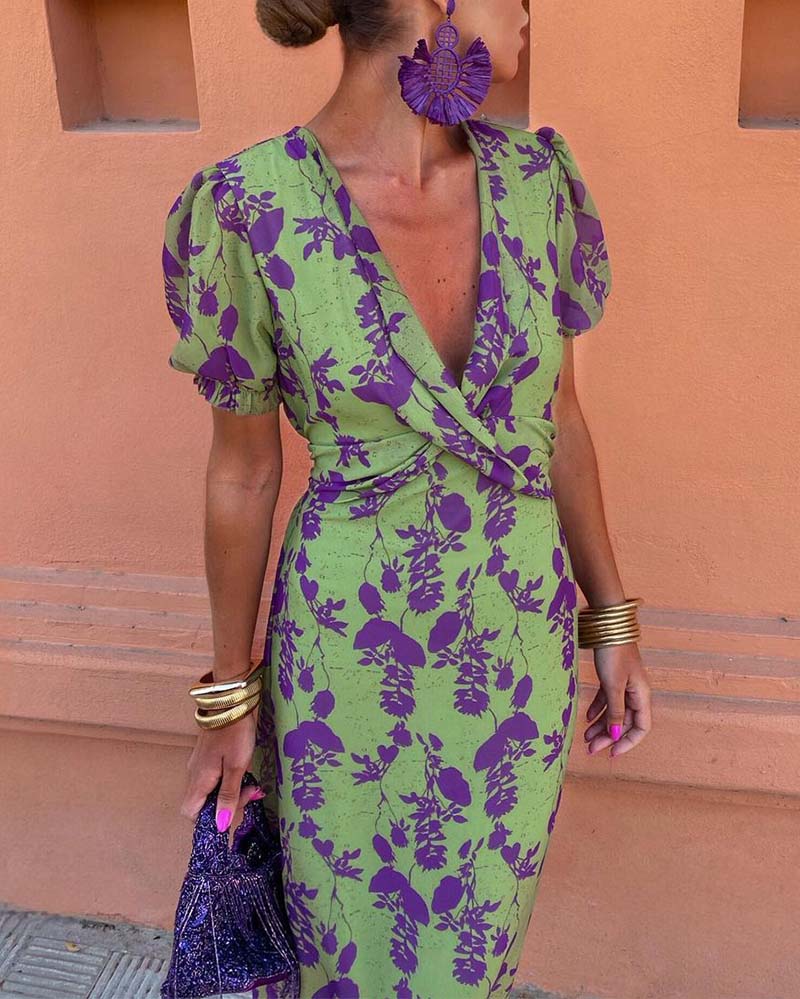 Angelina | Stunning V-Neck Midi Dress™
