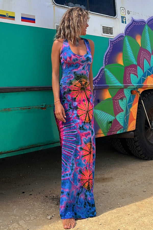 Sierra | La Bamba Tie-Dye Lace-Up Maxi Dress™