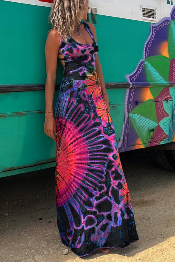 Sierra | La Bamba Tie-Dye Lace-Up Maxi Dress™