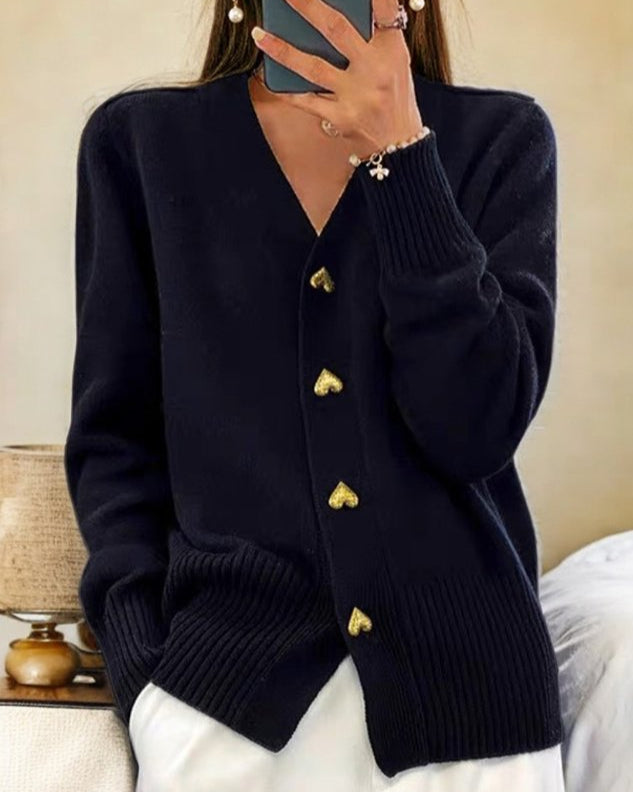 Annabelle | Elegant Heart Button Cardigan™