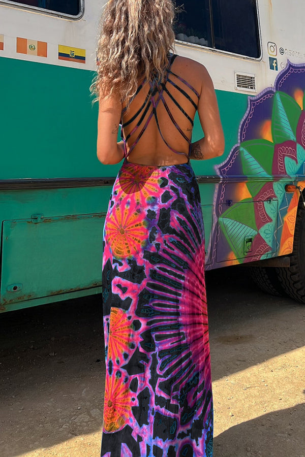 Sierra | La Bamba Tie-Dye Lace-Up Maxi Dress™